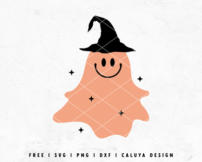 FREE Retro Ghost SVG | Smiley Ghost SVG | Halloween SVG| Halloween SVG