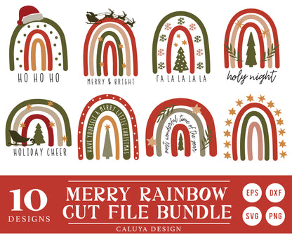 Marry Christmas Boho Rainbow SVG Bundle