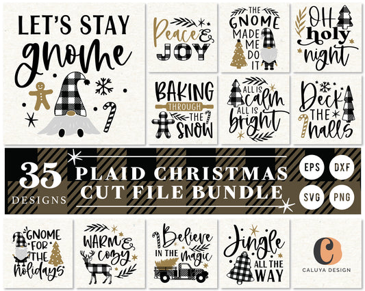 Christmas Plaid Themed SVG Bundle