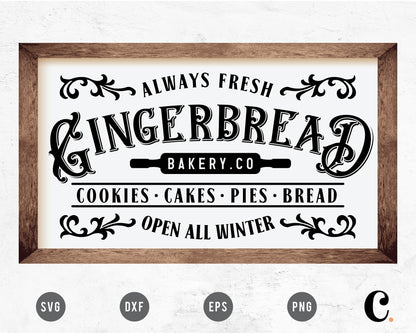 Gingerbread Bakery Christmas Sign SVG