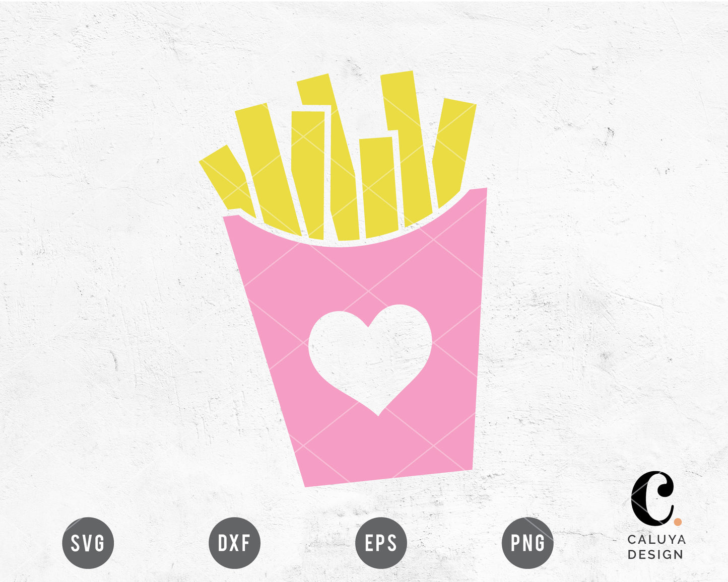 Pink Heart French Fries SVG
