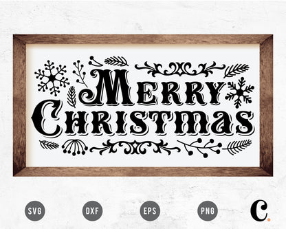 Vintage Merry Christmas Sign SVG