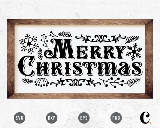 Vintage Merry Christmas Sign SVG