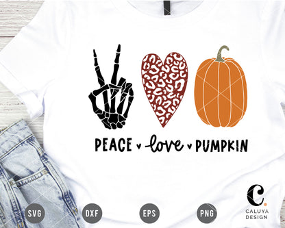 Skelton Peace, Love, Pumpkin SVG