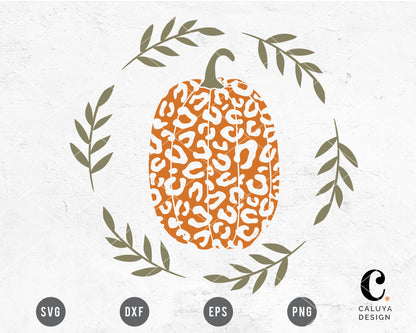 Leopard Pumpkin Wreath SVG
