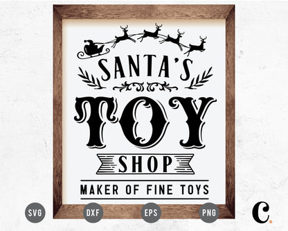 Santas Toy Shop Vintage Sign SVG