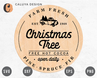 Vintage Christmas Tree Sign SVG