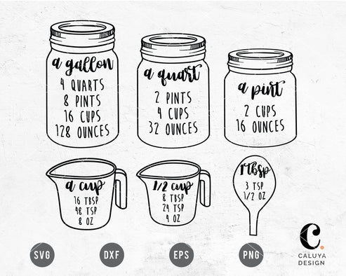 Kitchen Conversion Chart Ver.2 Svg For Cricut, Cameo Silhouette 