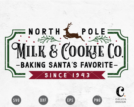 North Pole Milk & Cookie Co. Sign SVG