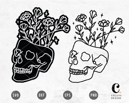 Skull Flower Head SVG