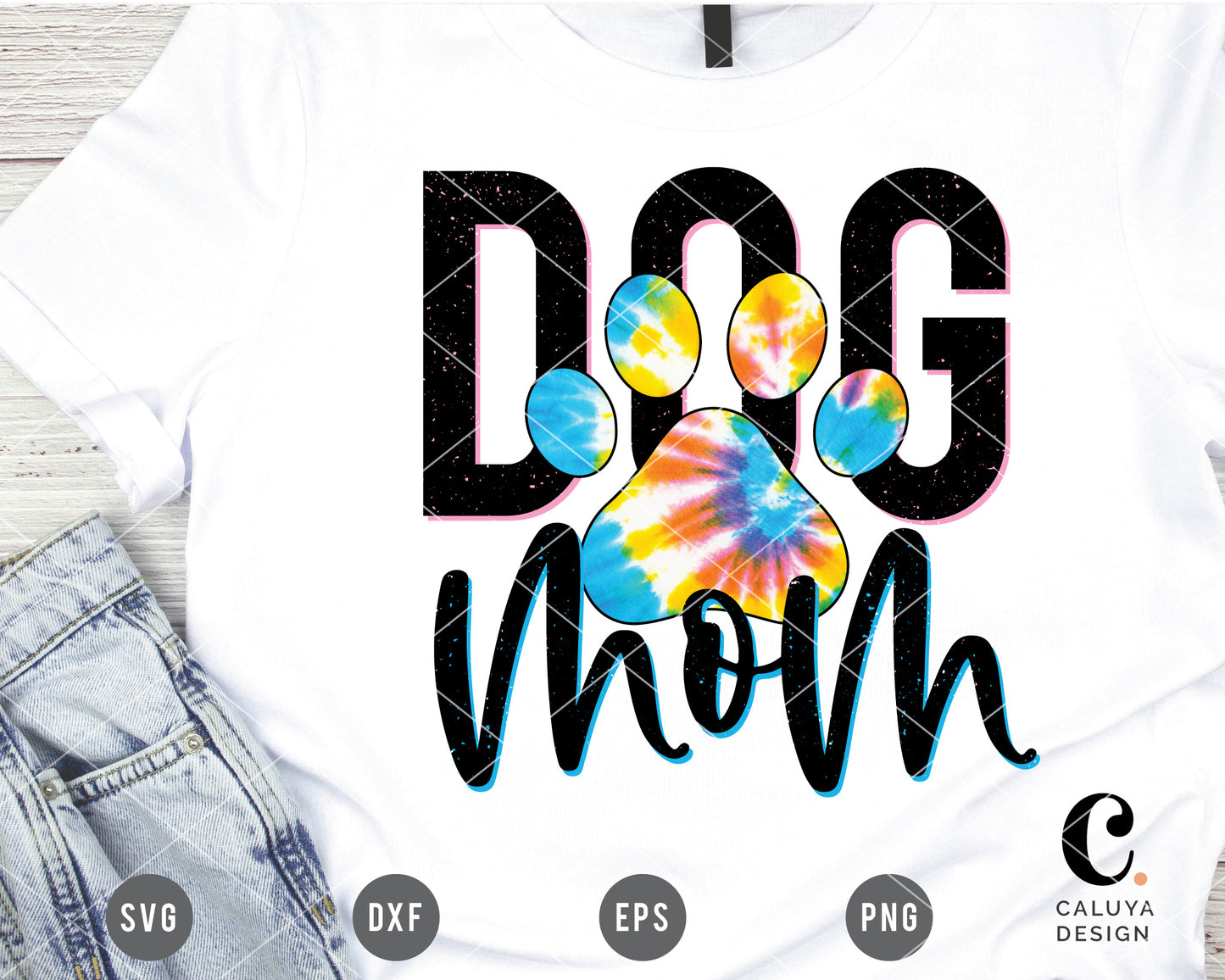 Dog Mom Tie Dye Paw PNG For Sublimation