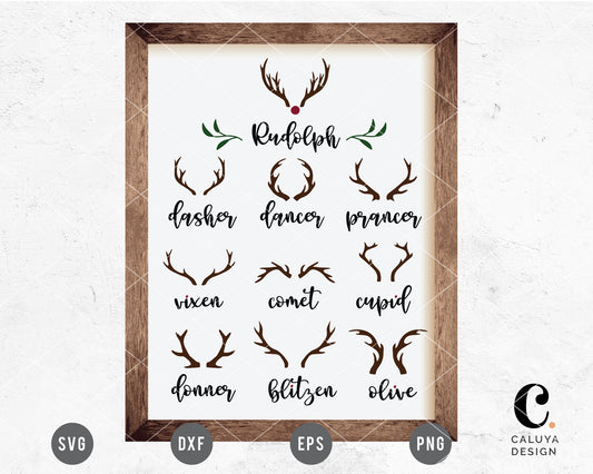 Reindeer Christmas Antlers Sign SVG