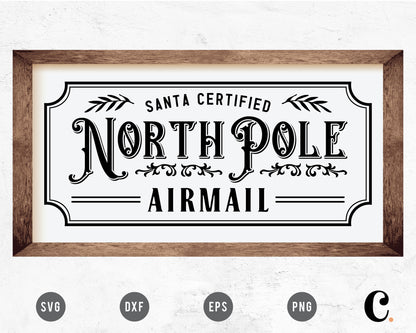 North Pole Air Mail Sign SVG