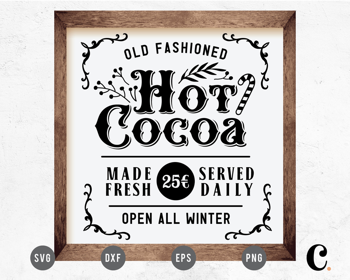 Vintage Hot Cocoa Sign SVG