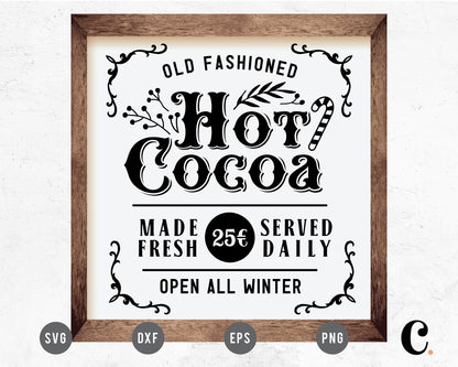 Vintage Hot Cocoa Sign SVG