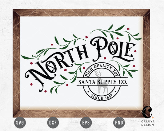 North Pole Vintage Sign SVG