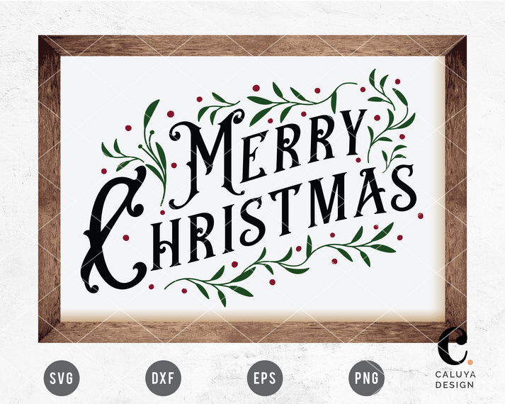 Vintage Flourish Merry Christmas Sign SVG For Cricut Craft Project ...