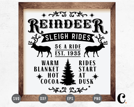 Reindeer Sleigh SVG