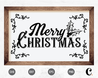 Merry Christmas Vintage Sign SVG
