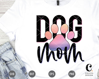 Dog Mom Pink Ombre Paw PNG For Sublimation