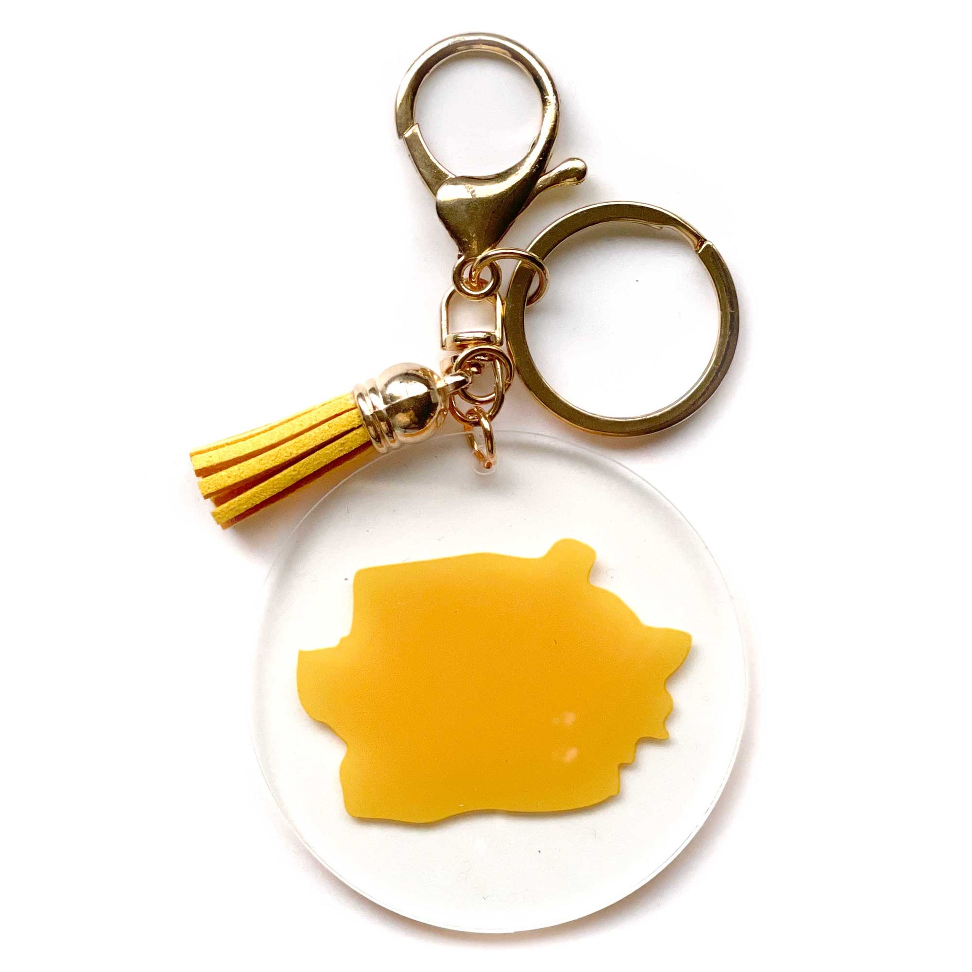Paint Brush Printed Acrylic Keychain | Gold | Craft Blank for Cricut, Cameo Silhouette | Yellow, Mustard