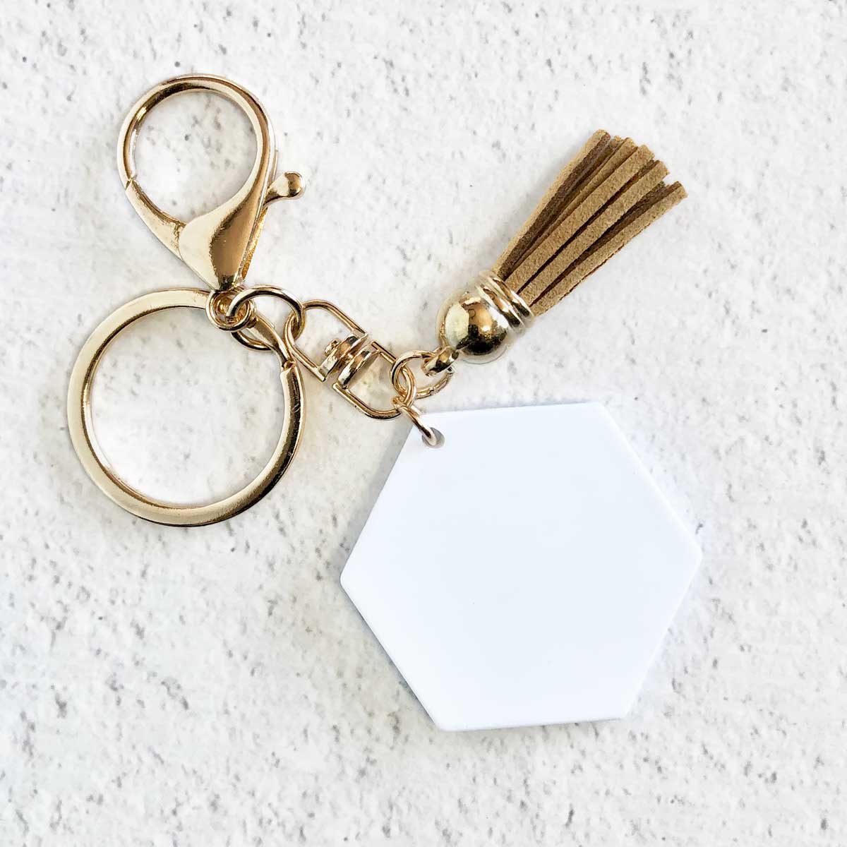 Hexagon Sublimation Keychain Gold