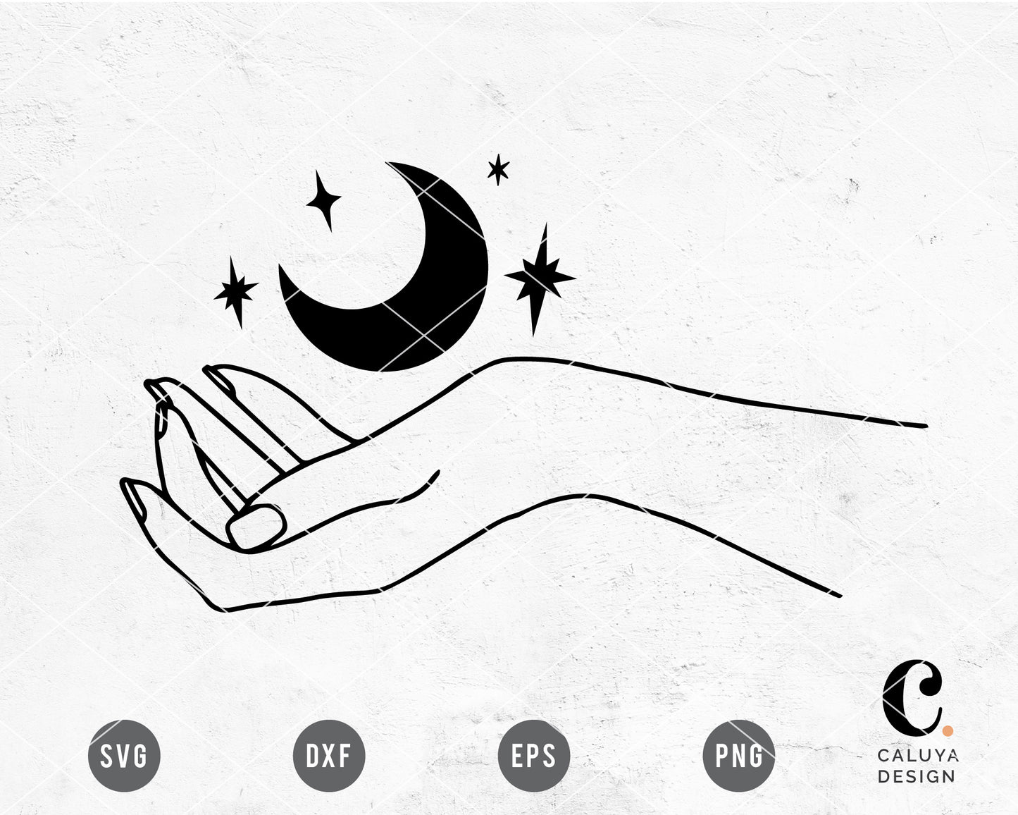 Mystical Hand Holding Moon SVG