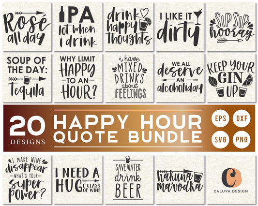 Happy Hour Quote SVG Bundle | 20 Pack