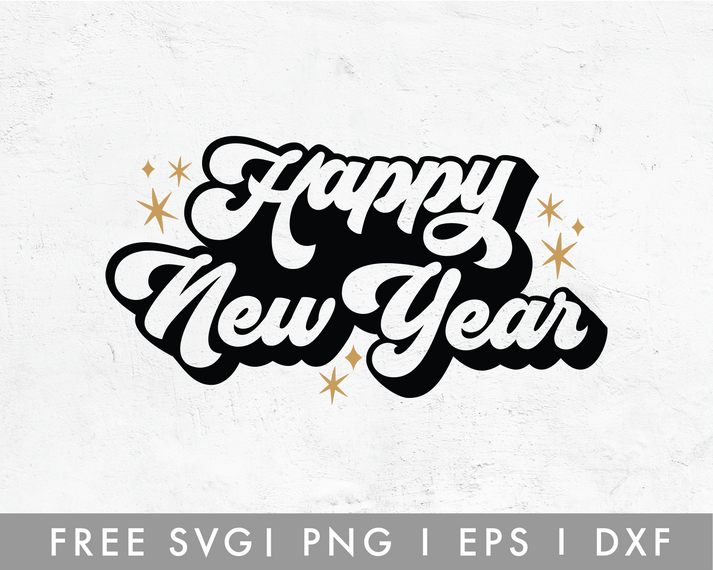 FREE Happy New Year Retro SVG For Cricut, Cameo Silhouette – Caluya Design