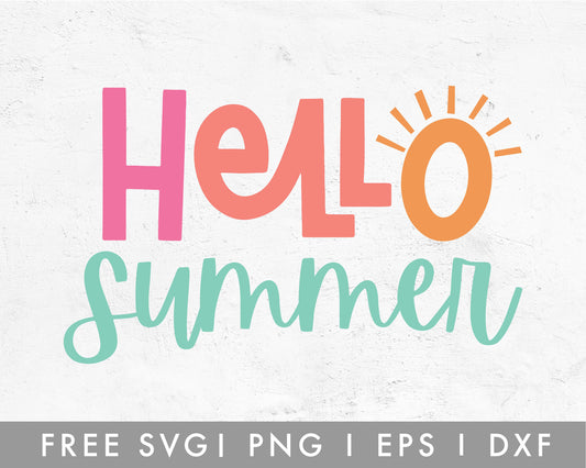 FREE Summer SVG | Hello Summer SVG Cut File for Cricut, Cameo Silhouette | Free SVG Cut File