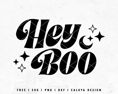 FREE SVG  Hey Boo | Retro Halloween SVG | Free Halloween SVG for Cricut