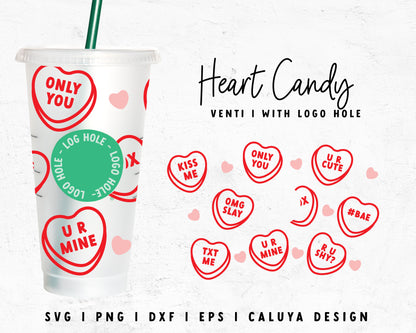 Venti Cup With Logo Hole Heart Candy Outline SVG