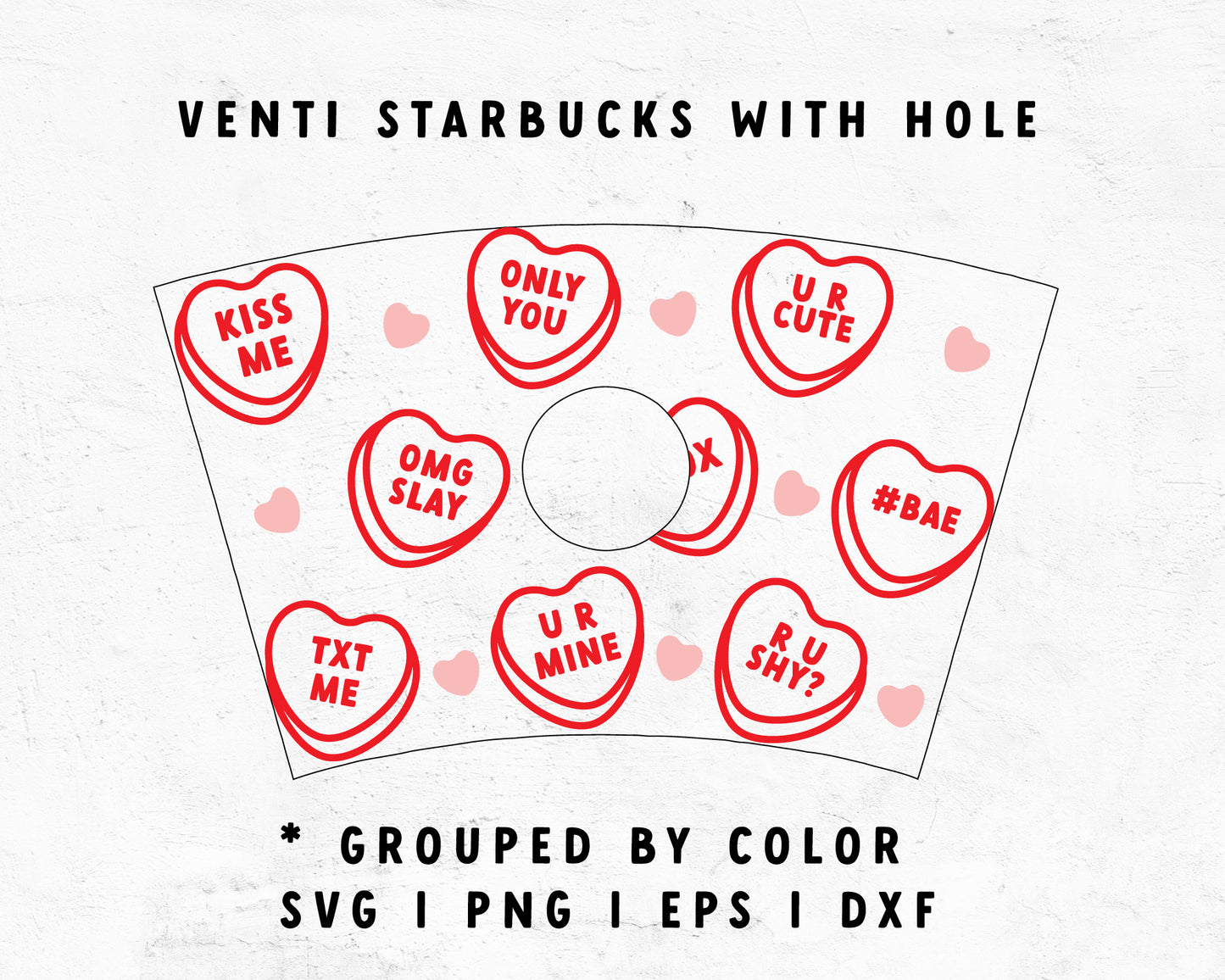Venti Cup With Logo Hole Heart Candy Outline SVG