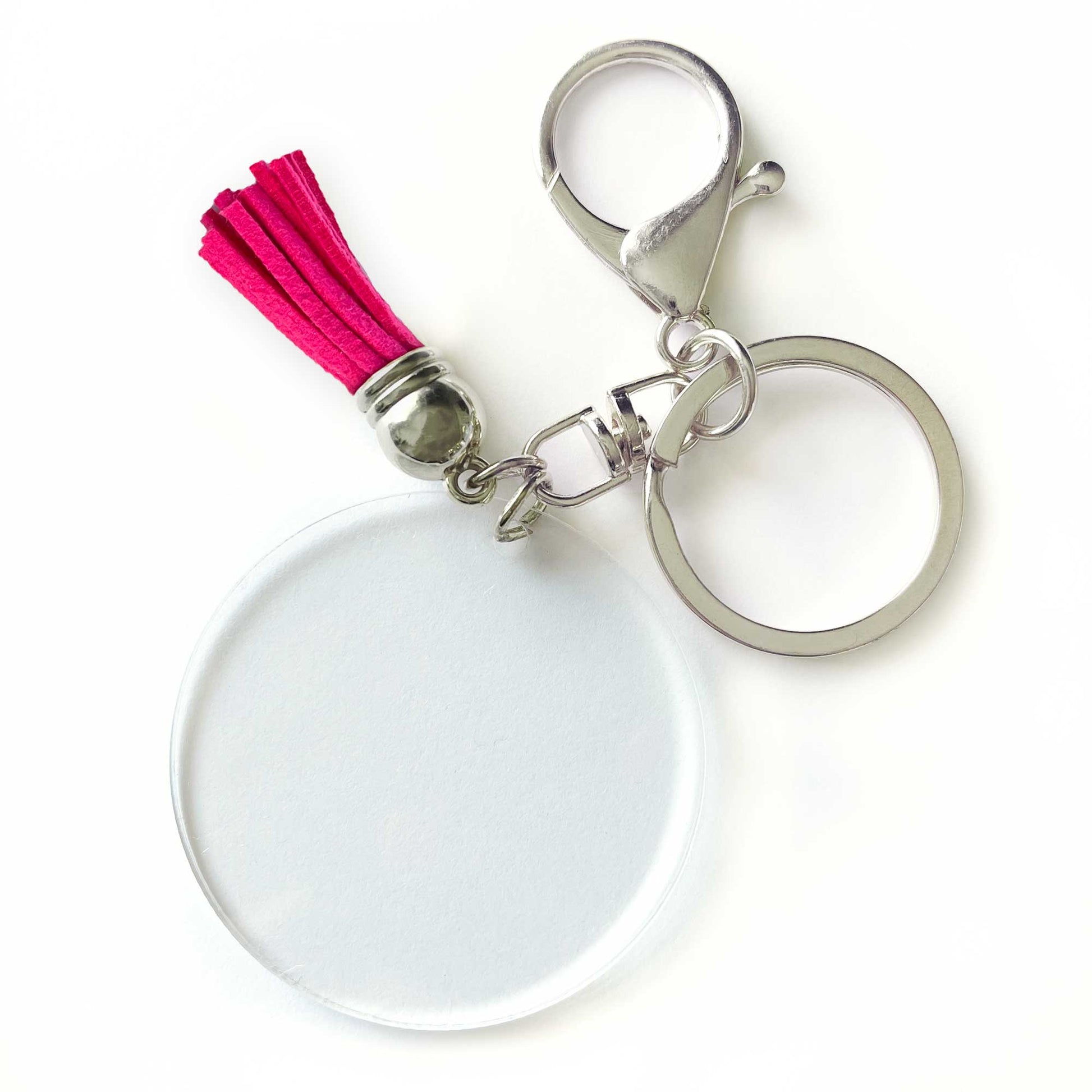120Pcs/set Acrylic Keychain Blanks and Silver Tassel Pendant