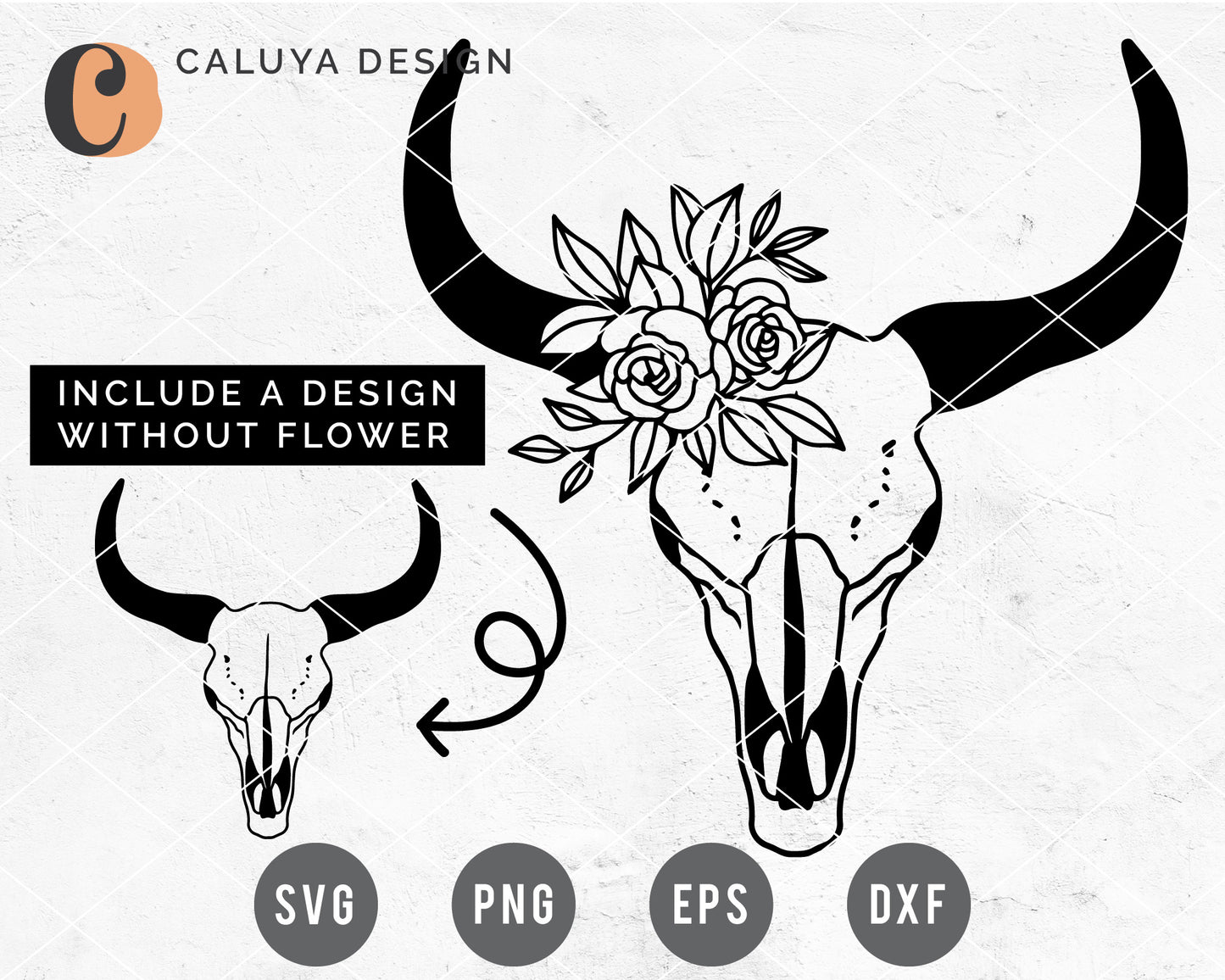 Floral Cow Skull SVG