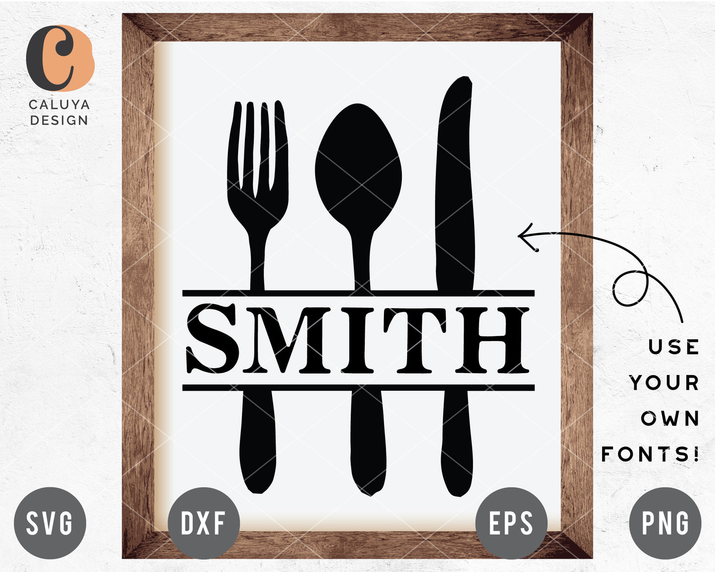 Cutlery Kitchen Split Monogram SVG