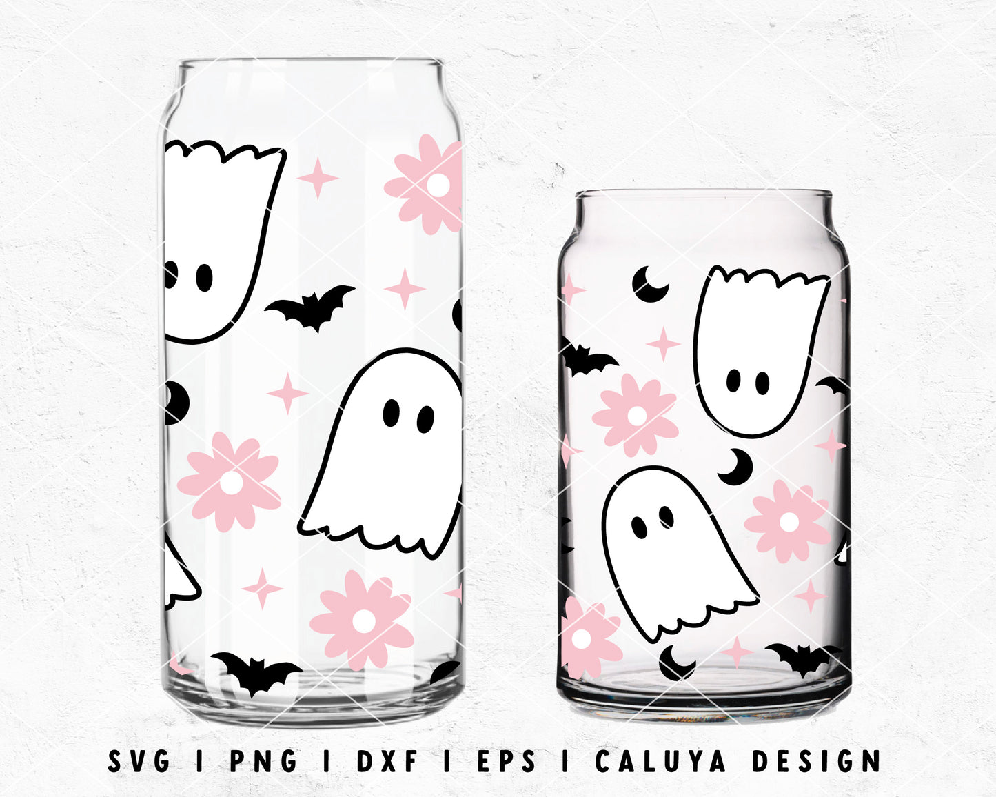 16oz Ghost Libbey Can Wrap SVG | Halloween Glass Can SVG 20oz