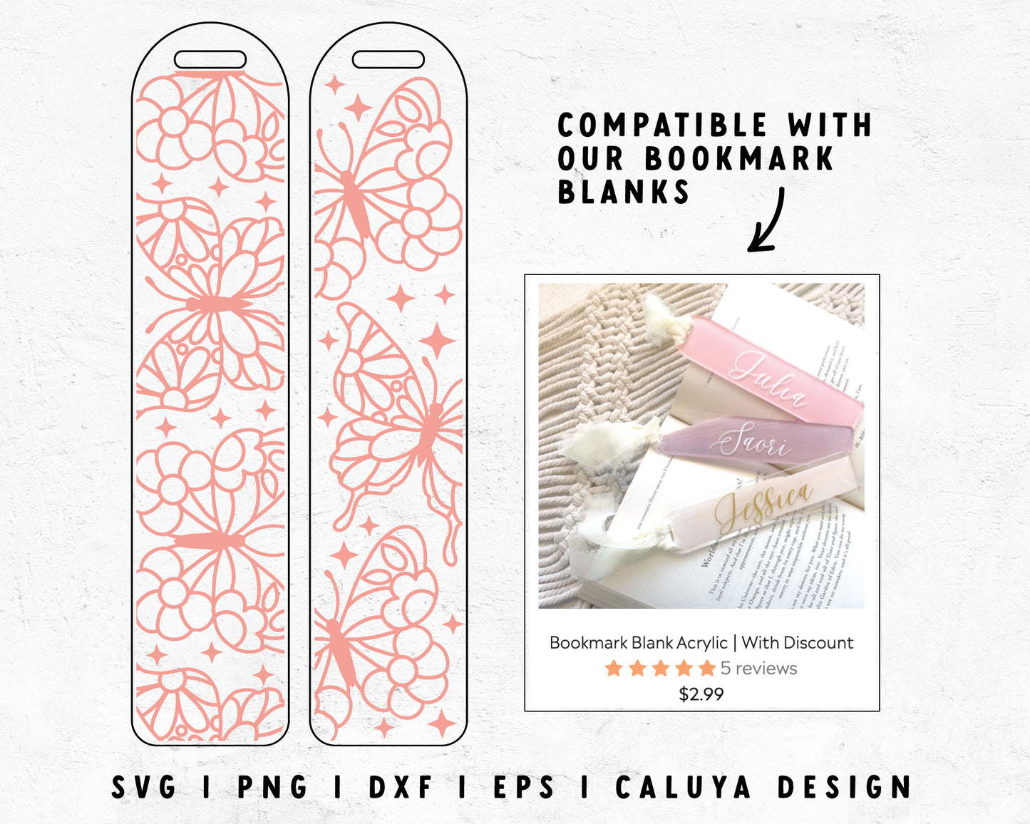 Bookmark Template SVG | Retro Butterfly SVG