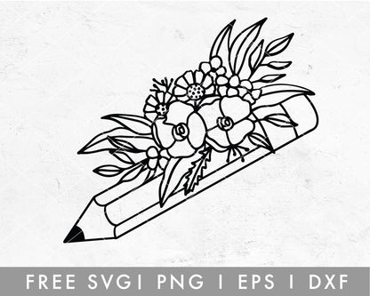 FREE Floral Pencil SVG