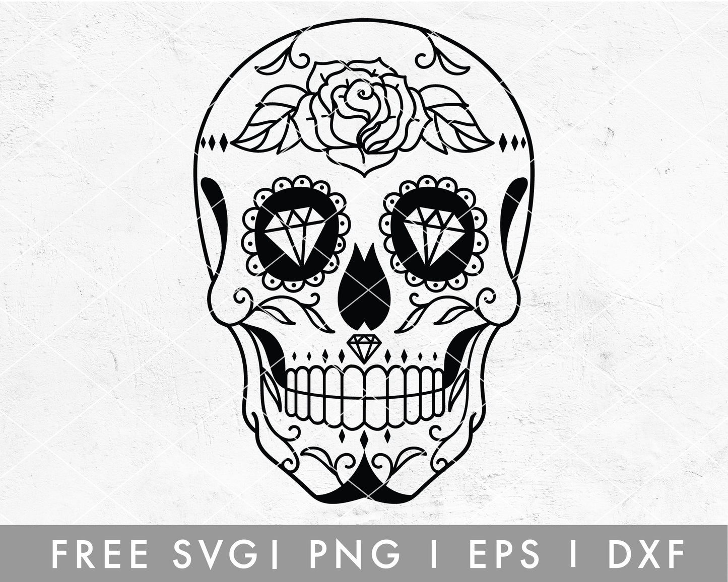 FREE Rose Sugar Skull SVG