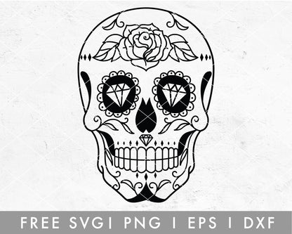 FREE Rose Sugar Skull SVG