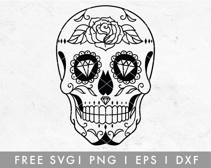 FREE Rose Sugar Skull SVG For Cricut, Cameo Silhouette – Caluya Design