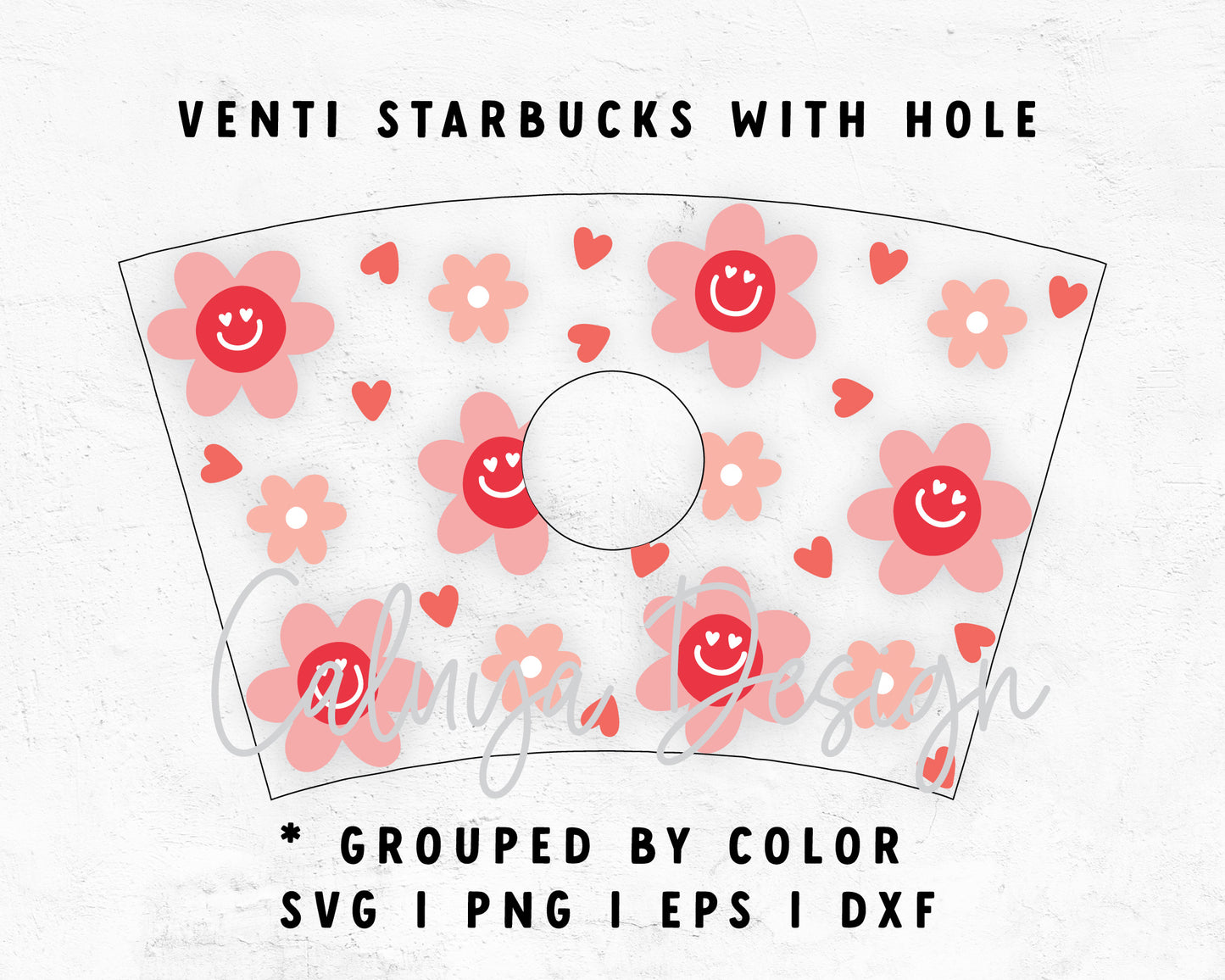 Venti Cup With Logo Hole Valentine Retro Flower Libbey Can Wrap SVG
