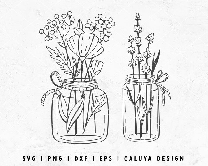 FREE Mason Jar SVG | Flower Bouquet SVG Cut File for Cricut, Cameo ...