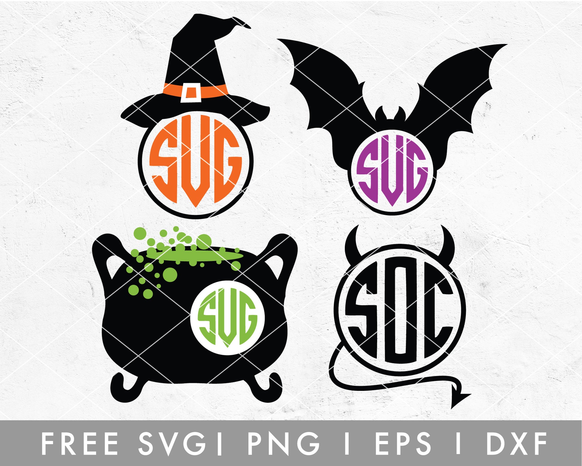 FREE 4 Halloween Monogram SVG Cutting file for Cricut, Cameo Silhouette