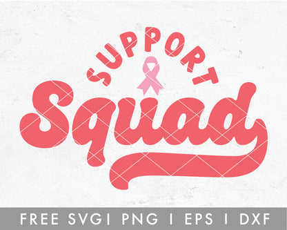 FREE Support Squad Breast Cancer SVG Cut File for Cricut, Cameo Silhouette 