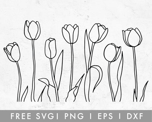 Free Tulip Outline SVG Cut File for Cricut, Cameo Silhouette – Caluya ...