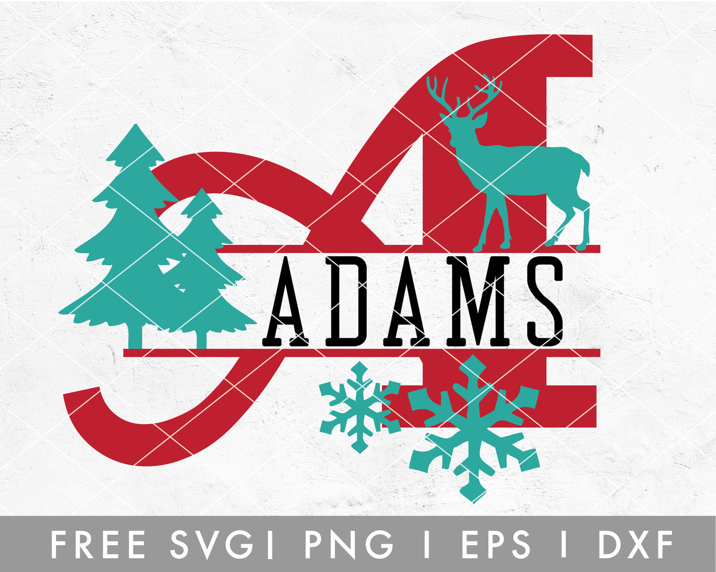 FREE Christmas Split Monogram SVG