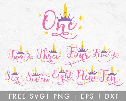 FREE FREE Unicorn SVG | Unicorn Party Number SVG Cut File for Cricut, Cameo Silhouette | Free SVG Cut File