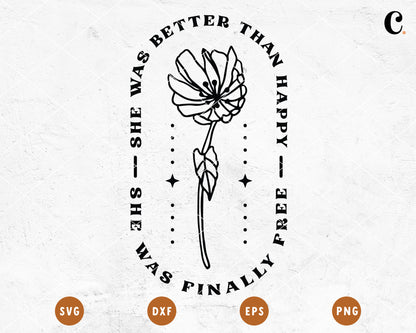 Boho Flower SVG | She Was Better Than Happy